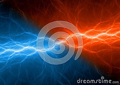 Blue and orange lightning Stock Photo