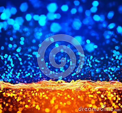 Blue orange lights abstract background Stock Photo