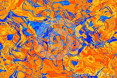 Blue and Orange Marbled Background Stock Photo