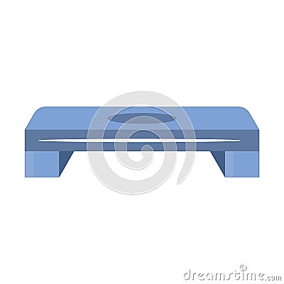 Blue and orange plastic step-platform for aerobics, vector illustration on white background, side view and general view Vector Illustration