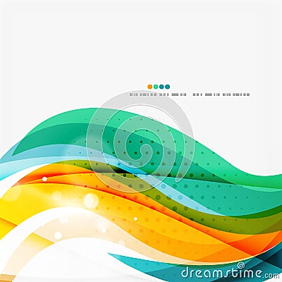 Blue, orange, red swirl wave lines. Light design Vector Illustration