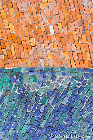 Blue and orange surface of abstract colorful smalt mosaic with high resolution for background Stock Photo