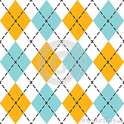 Blue and orange trendy argyle seamless pattern Vector Illustration