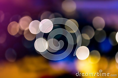 Blue,orange,ultra violet,purple and pink abstract night light background,Colorful bokeh,circle shining lights, sparkling glitterin Stock Photo