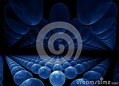 Blue orbs horizon Cartoon Illustration