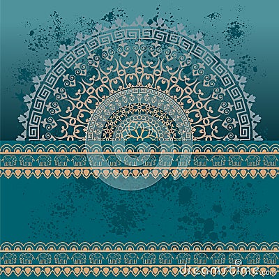 Blue oriental grunge henna mandala background Vector Illustration