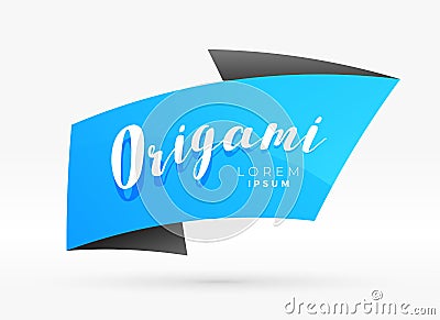 Blue origami banner template vector Vector Illustration