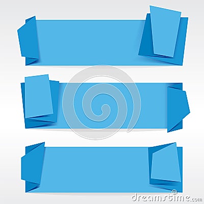 Blue Origami Banner. Vector Illustration