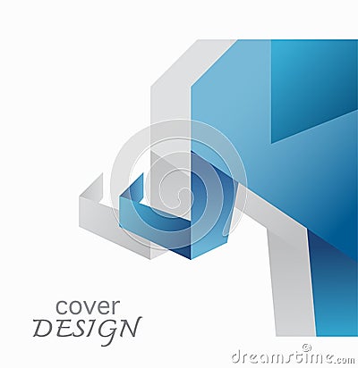 Blue origami elephant cover annual report design Vector Illustration