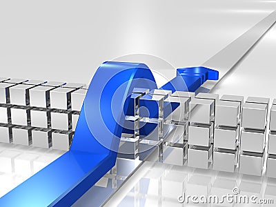 Blue overcomes the obstacles. Stock Photo