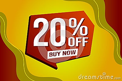 20% twenty percent off buy now poster banner Vector Illustration