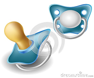 Blue pacifier set Vector Illustration