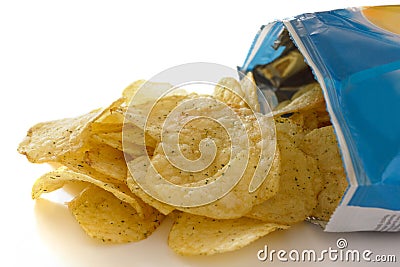 Blue packet of crisps Stock Photo
