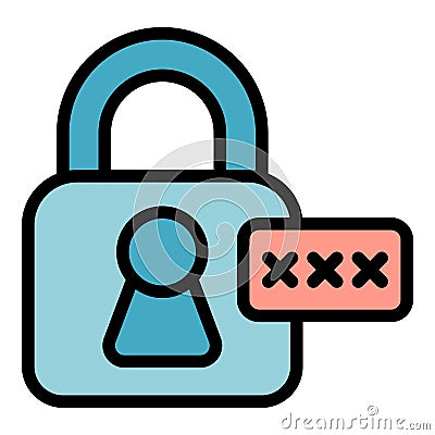Blue padlock displaying wrong password attempt with three red crosses Vector Illustration