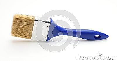 Blue paint brush on a white background Stock Photo