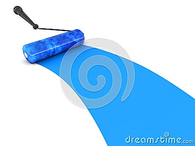 Blue paint roller brush Stock Photo