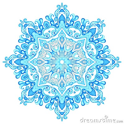 Blue paint watercolor mandala Vector Illustration