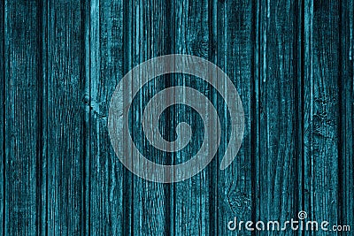 Blue painted rough wood boards rustic texture. Old shabby knotted wooden plank dark vintage background Stock Photo