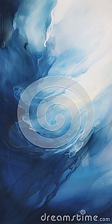 Abstract Painting 23: Waves Of Blue In Ethereal Watercolors Stock Photo