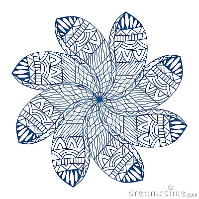 Blue paisley mandala Vector Illustration