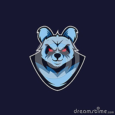 Blue panda mascot logo Stock Photo