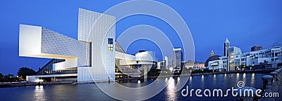 Blue panorama of Cleveland Stock Photo