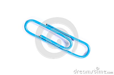 Blue paper clip Stock Photo