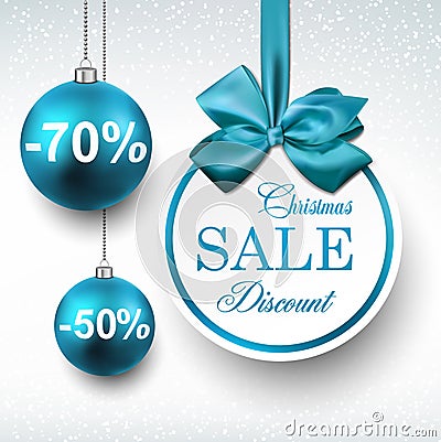 Blue paper round sale labels. Vector Illustration