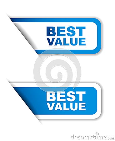Blue paper sticker best value two variant Stock Photo