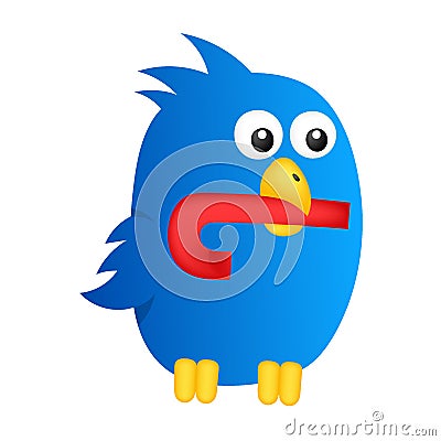 Blue parakeet carrying candy cane, doodle icon image kawaii Vector Illustration