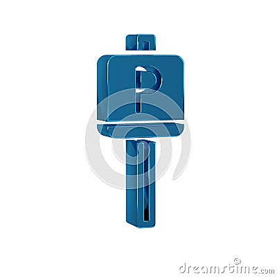 Blue Parking icon isolated on transparent background. Street road sign. Stock Photo