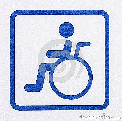 Blue parking sign for disabled or wheelchair isolated on white b Stock Photo