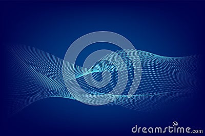 Blue particle line wave abstract background modern design with copy space, Vector illustration for your business and web banner Vector Illustration