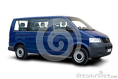 Blue Passenger Van Stock Photo