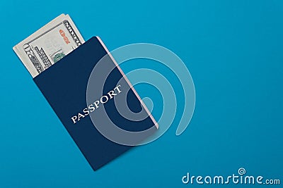 Blue passport lying on the background Stock Photo