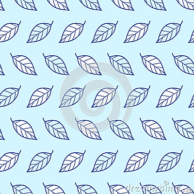 Blue Pastel Foliage Leaves Garden Vector Seamless Pattern Vector Illustration