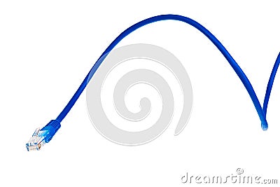 Blue patch cord with RJ45 plug. Stock Photo