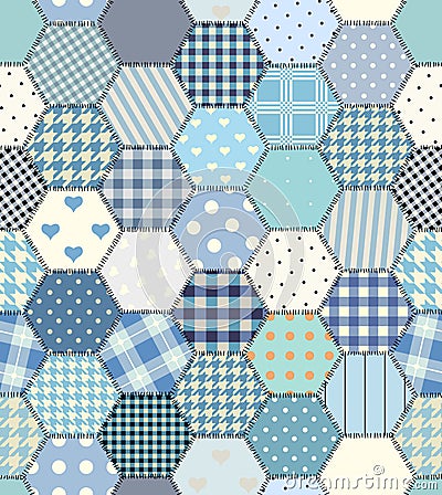 Blue patchwork hexagon Vector Illustration