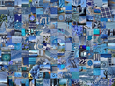 BLUE patchwork photomontage background Stock Photo