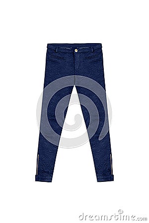 Blue pattern jacquard pants, isolated on white background Stock Photo