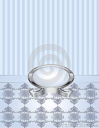 Blue Pearl with Pinstripe and Damask Vector Illustration