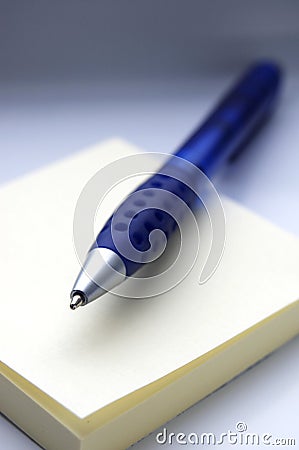 Blue pen with memory stick Stock Photo