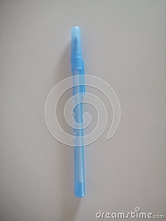 Blue pen for writing letter white Stock Photo