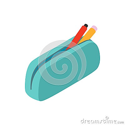 Blue pencil case icon, isometric 3d style Vector Illustration