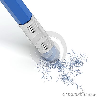 Blue pencil eraser Stock Photo