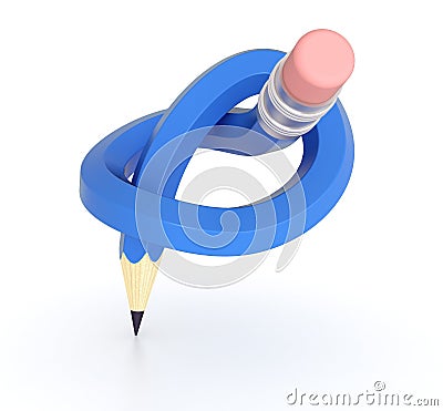 Blue pencil knot element for school or business problem concept Stock Photo