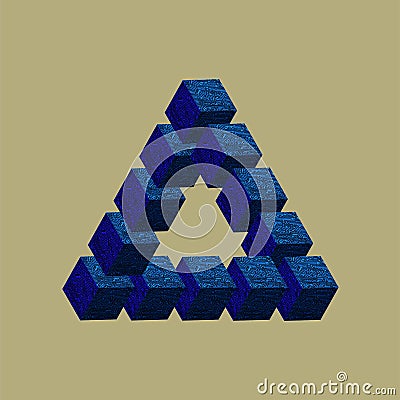 Blue Penrose triangle. Modern futuristic electronic circuit board background. Vector illustration Vector Illustration