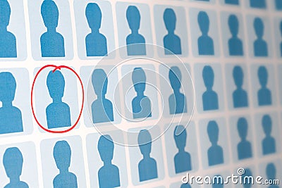 Blue People with One Candidate Selected Stock Photo