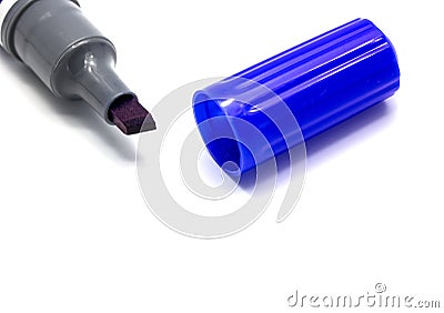 Blue Permanent Marker a white background Stock Photo