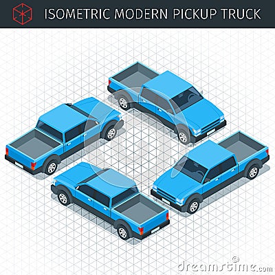 Blue pickup car Vector Illustration